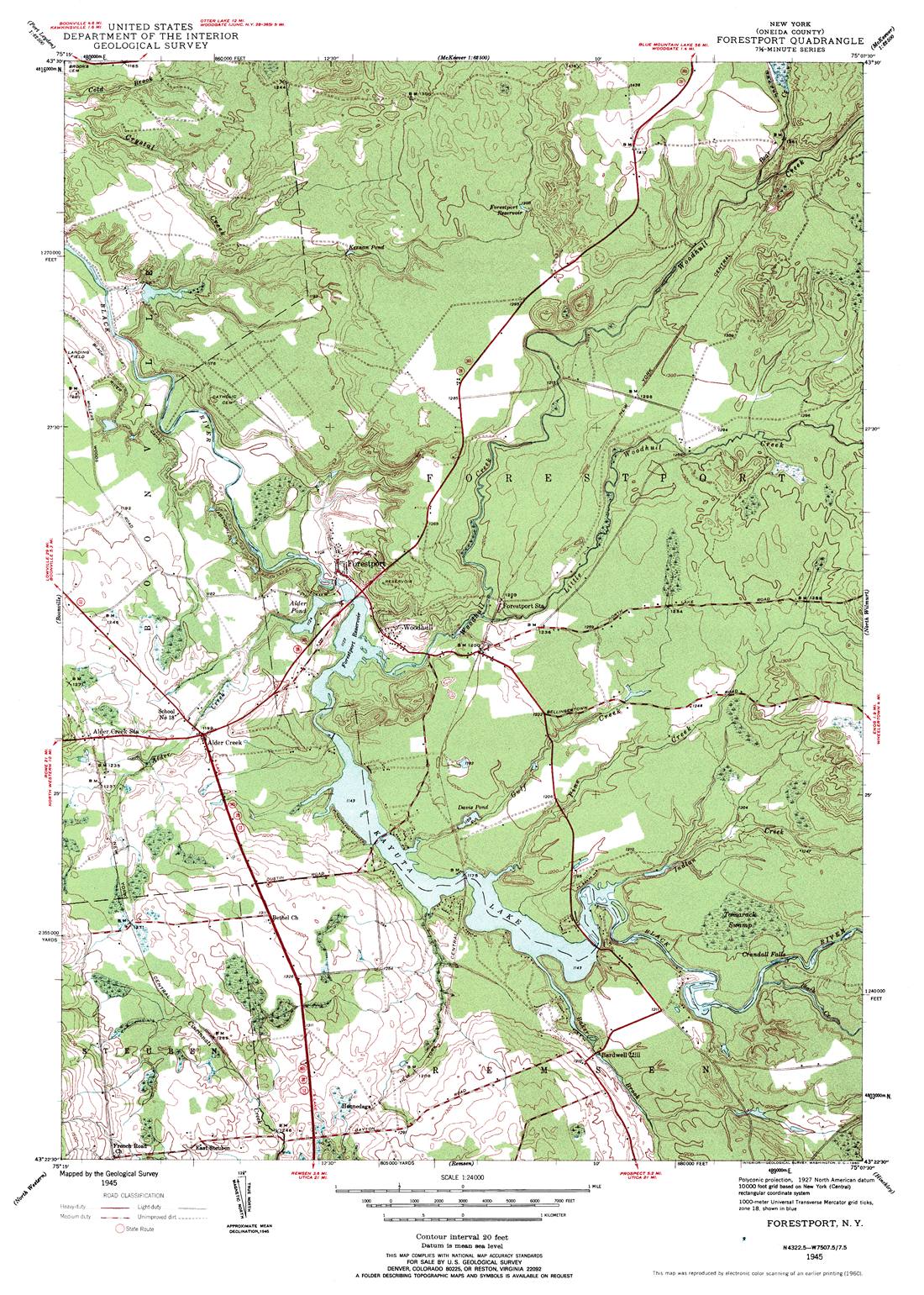 Forestport, Alder Creek & Kayuta Lake Topographic Map