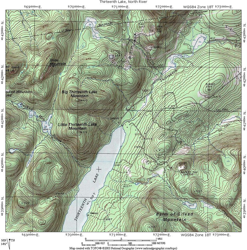 North River - 13th Lake Area Topographic Map