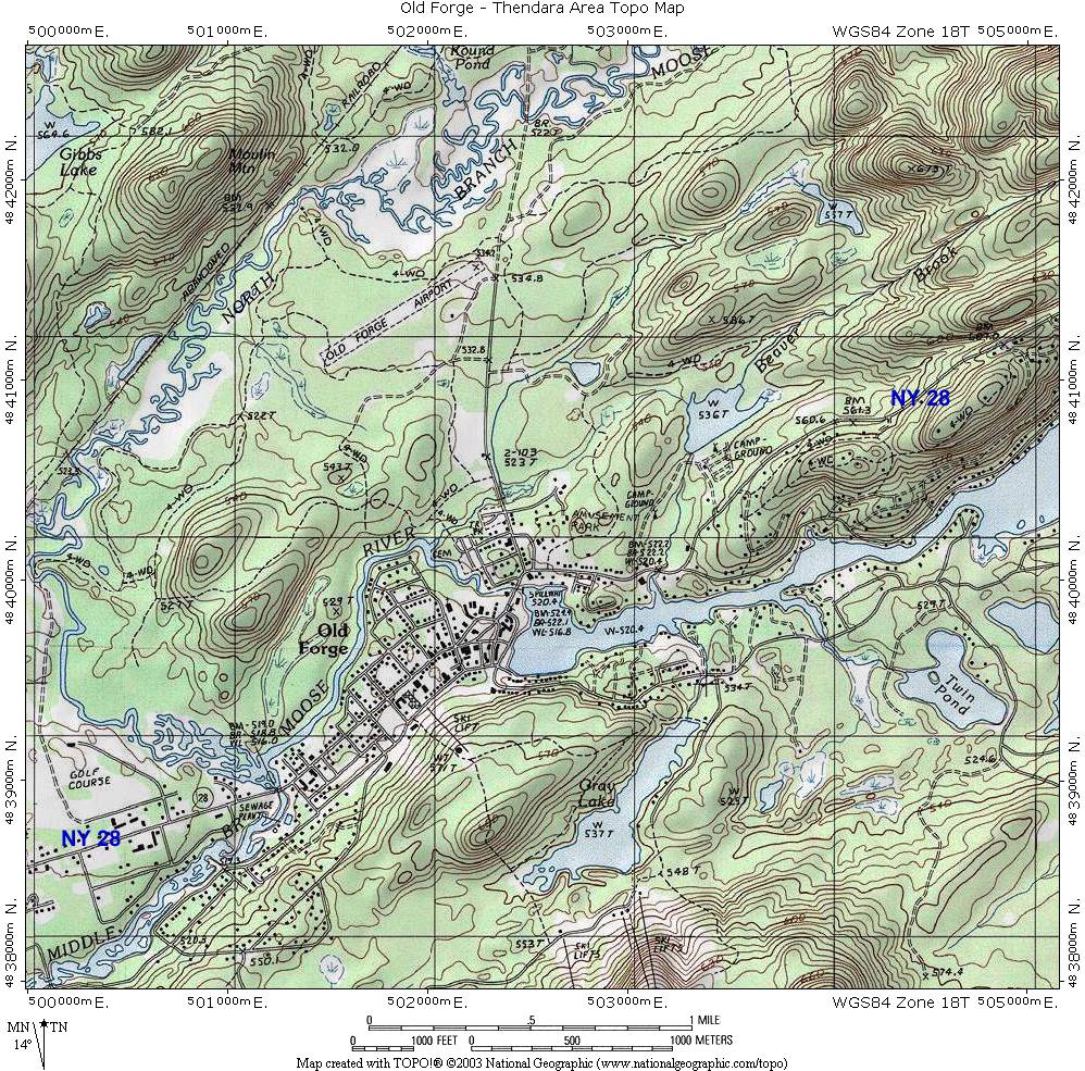 Old Forge - Thendara Area Topographic Map