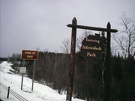 Adk Park sign on the Ohio-Norway town line Adk Park sign on the Ohio-Norway town line
