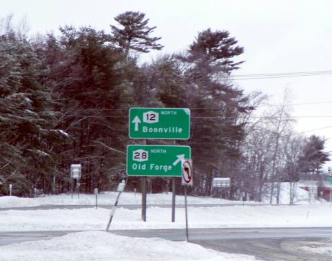 Junction of NY 12 & 28 NB in Alder Creek